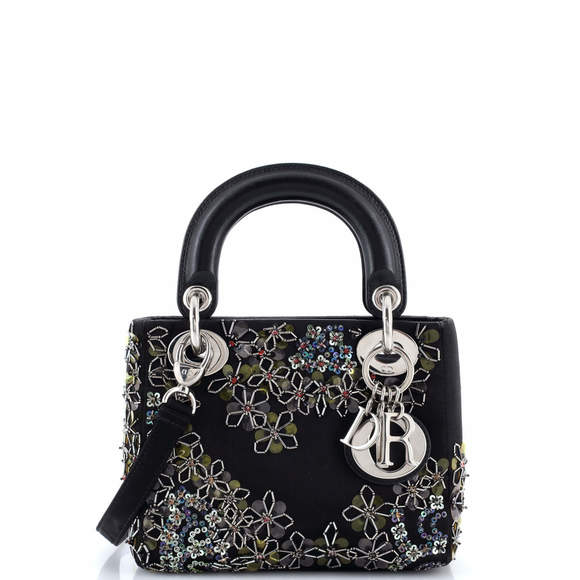 Christian Dior Mini Lady Dior Bag Embellished Satin - Picture 1 of 7
